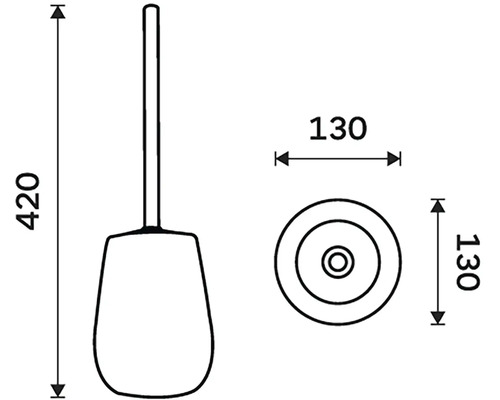 Technický nákres WC soupravy o rozměrech 420 krát 130 milimetrů