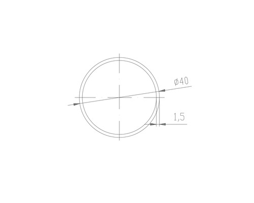 Technický výkres kruhu o průměru 40 a tloušťce stěny 1,5