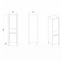 Koupelnová skříňka vysoká Devo Lotos levá krémově bílá 50 x 190 x 53 cm LF-SZS2D+OTLE50-F98