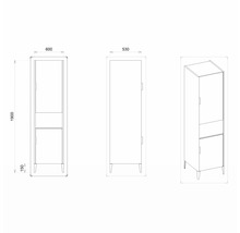 Koupelnová skříňka vysoká Devo Lotos levá krémově bílá 60 x 190 x 53 cm LF-SZS2D+OTLE60-F98