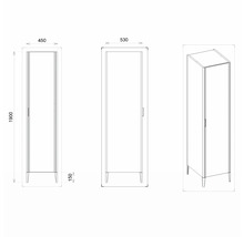 Koupelnová skříňka vysoká Devo Lotos pravá bronzová 45 x 190 x 53 cm LF-S1DSP45x190-F115