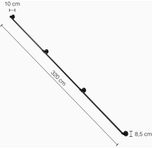 Zábradlí o délce 320 cm a hloubce 10 cm.
