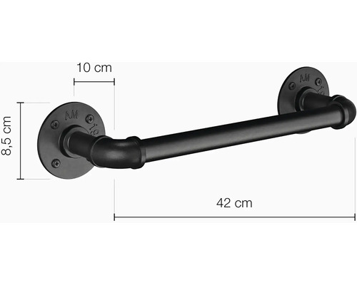 Kovový držák na ručníky o rozměrech 42 x 8,5 x 10 centimetrů