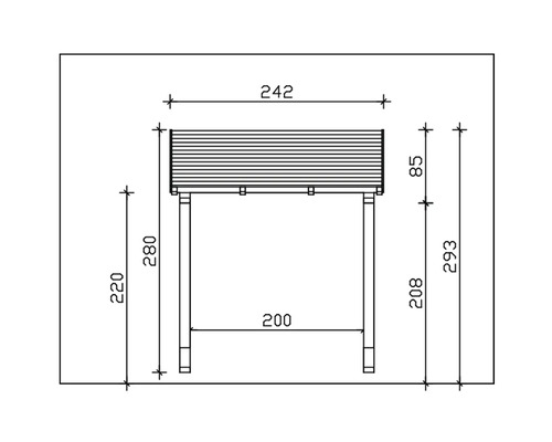 Technický výkres vyvýšeného záhonu s rozměry
