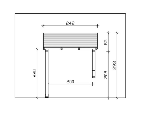 Technický nákres zahradní lavice s rozměry