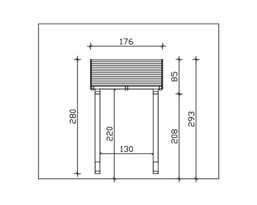 Technický nákres vyvýšeného záhonu s rozměry