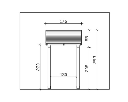 Technický nákres vyvýšeného záhonu s rozměry.