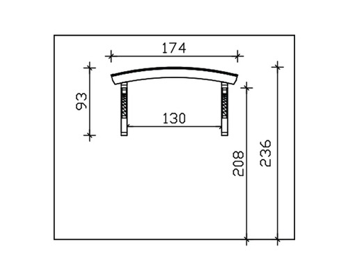 Technický nákres lavice s rozměry