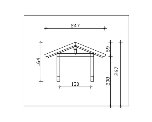 Technický výkres zastřešení s rozměry