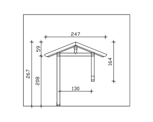 Technický výkres dřevěného přístřešku s rozměry
