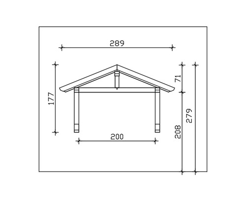 Technický výkres přístřešku s rozměry
