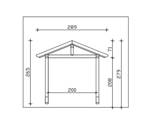 Technický nákres altánu s rozměry