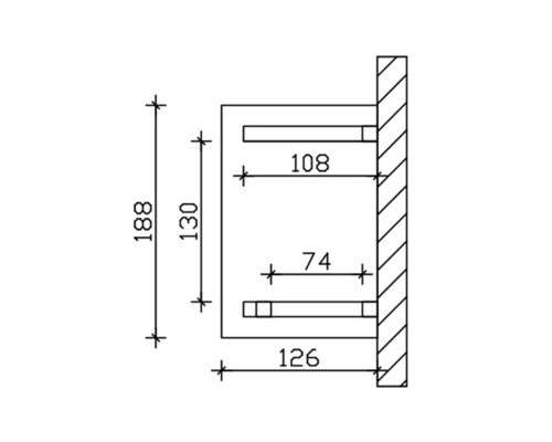 Technický nákres držáku na ručníky s rozměry
