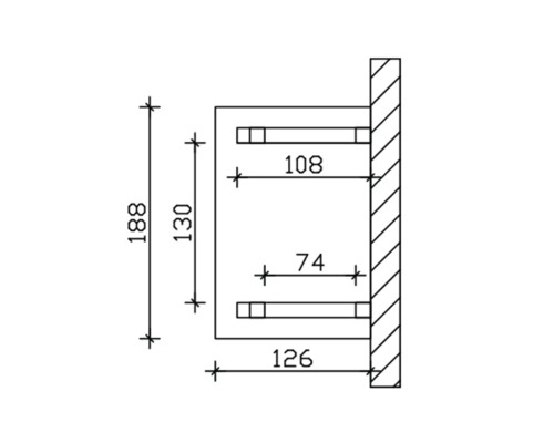 Technický výkres s rozměry pro produkt pro montáž na stěnu