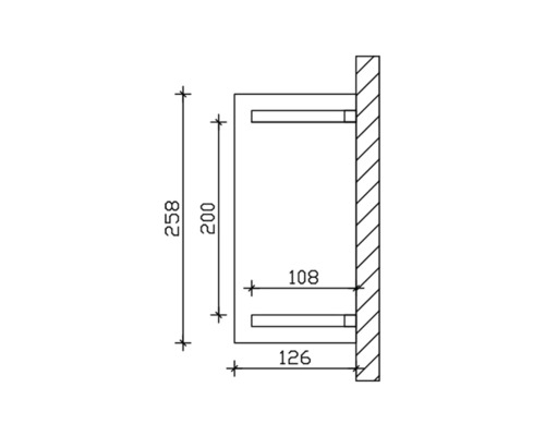 Technický nákres police s rozměry