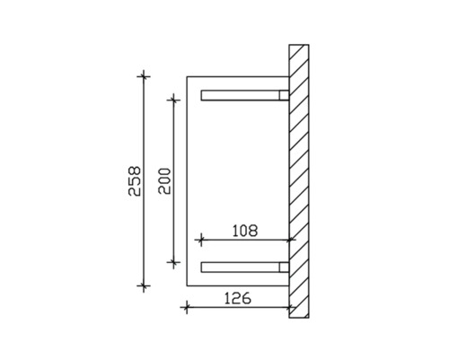 Technický výkres nástěnného držáku s rozměry.