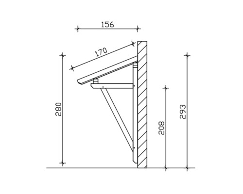 Technický výkres nástěnného držáku s rozměry