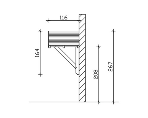 Technický nákres nástěnného držáku s rozměry