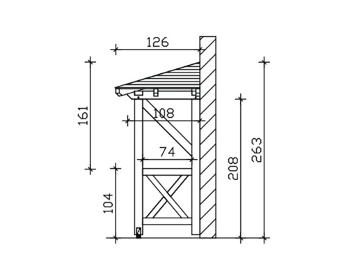 Technický výkres dřevěné police s rozměry