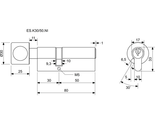 Technický výkres válce s rozměry