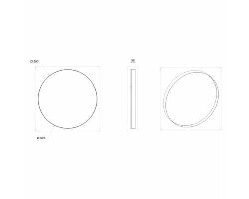 Technický výkres kulatého zrcadla s rozměry