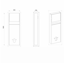 Koupelnová závěsná skříňka Devo Lotos levá bronzová 65 x 190 x 19 cm LF-ZSWCL65x190-F115