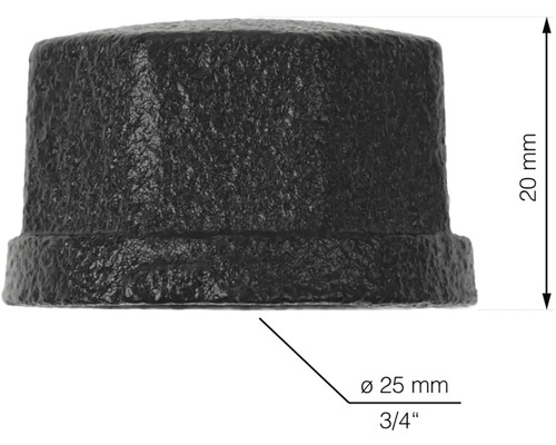 Tvarovka koncovka z temperované litiny, průměr 25 milimetrů