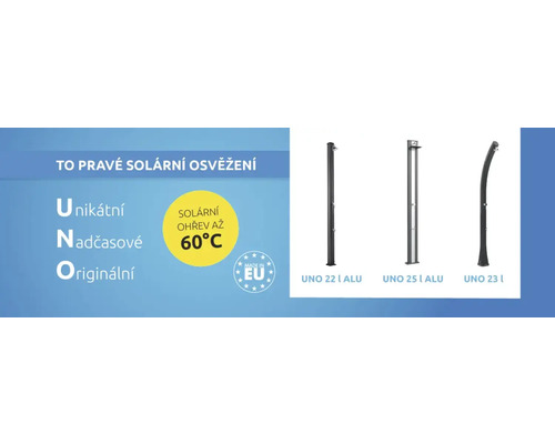 Tři modely solární sprchy: UNO 22 I ALU, UNO 25 I ALU a UNO 23 I