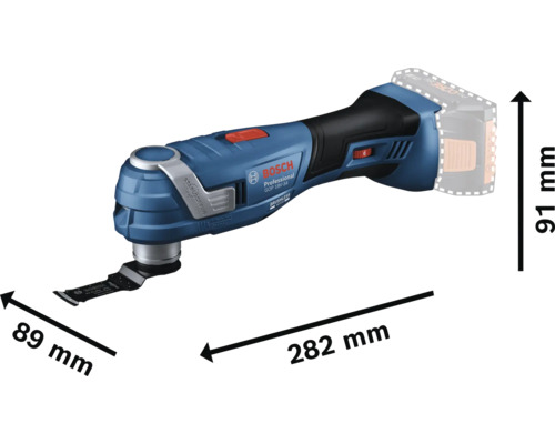 Multifunkční nástroj Bosch s rozměry 89 mm, 91 mm a 282 mm
