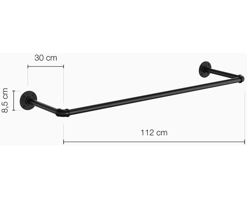 Kovová šatní tyč, šířka 112 cm