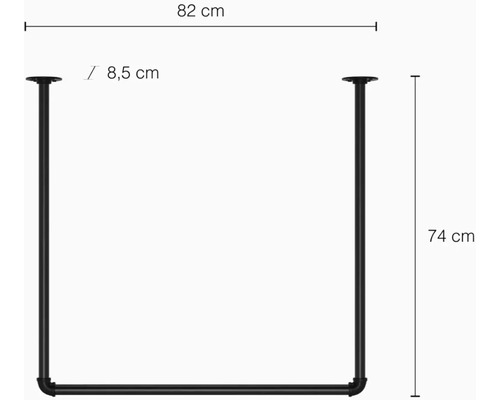 Rozměry kovového držáku police: šířka 82 cm, výška 74 cm a hloubka 8,5 cm.