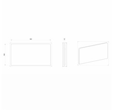 Technický výkres zrcadla o rozměrech 560 x 300 x 17 mm.