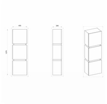 Koupelnová skříňka vysoká Devo Viva 2.0 pravá dub halifax bílý 40 x 127 x 26 cm VV2-S3D2SP40x26-P29