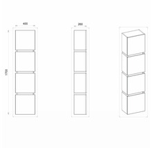 Koupelnová závěsná skříňka Devo Viva 2.0 pravá dub halifax bílý 40 x 170 x 26 cm VV2-S4DP40x26-P29