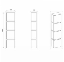 Koupelnová skříňka vysoká Devo Viva 2.0 pravá dub halifax bílý 40 x 170 x 26 cm VV2-S4D3SP40x26-P29