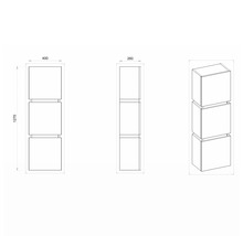 Koupelnová závěsná skříňka Devo Viva 2.0 pravá dub halifax bílý 40 x 12,7 x 26 cm VV2-S3DP40x26-P29