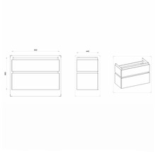 Koupelnová skříňka pod umyvadlo Devo Viva 2.0 dub halifax bílý 84 x 66 x 44 cm VV2-SU2S84x66-P29