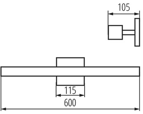 Technický nákres držáku na ručníky s rozměry
