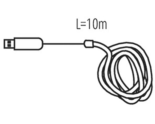Ilustrace USB kabelu o délce deset metrů