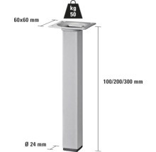 Kovová noha nábytku, výška 100/200/300 milimetrů, nosnost 50 kilogramů