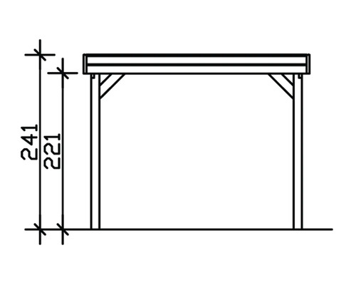 Nákres dřevěného přístřešku s výškovou indikací
