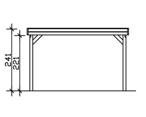 Nákres karportu s výškovými údaji 241 a 221
