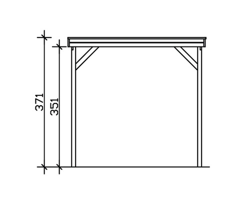 Technický nákres altánu s výškovými údaji