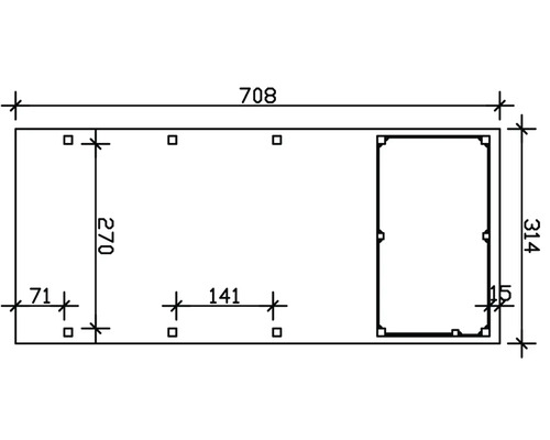 Technický výkres s rozměry 708, 314, 270, 141, 71 a 15