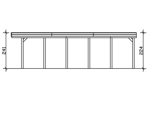 Technický nákres přístřešku pro auto s rozměry
