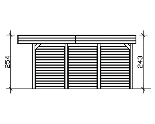 Technický výkres zahradního domku s rozměry