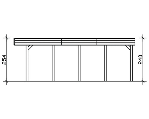 Technický nákres karportu s rozměry 240 a 254