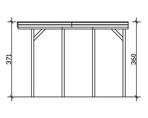 Technický nákres dřevěného altánu s rozměry