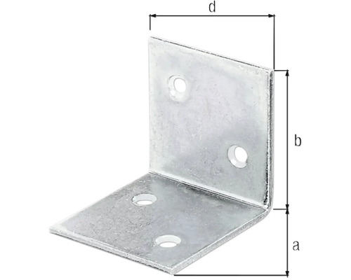 Kovový úhelník s rozměry a, b a d