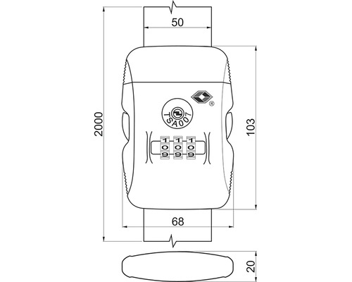 Rozměry zámku kufru s číselným kódem